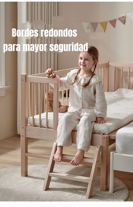 Cama Cuna Colecho Madera 150*70*86cm Con Colchón LuBabycas-5