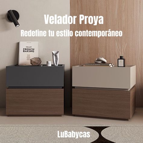 Velador 2 Cajones Flexibles Listo Para Usar Café LuBabycas-1