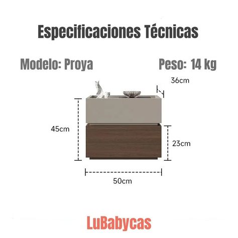 Velador 2 Cajones Flexibles Listo Para Usar Café LuBabycas-7