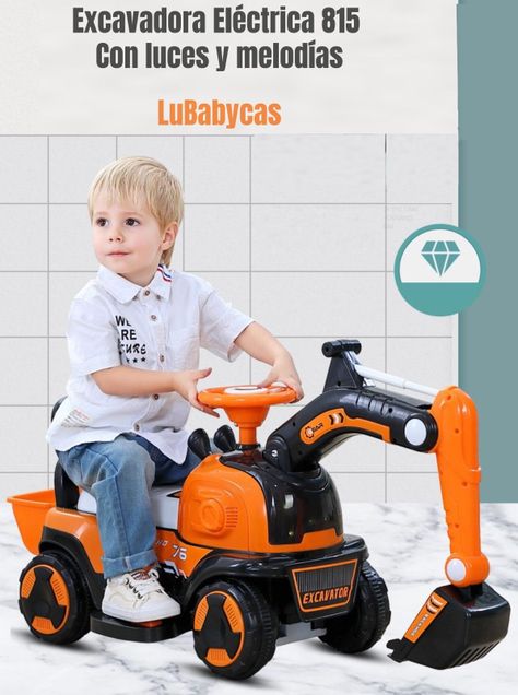 Excavadora Eléctrica Montable Luces Música LuBabycas Azul-1