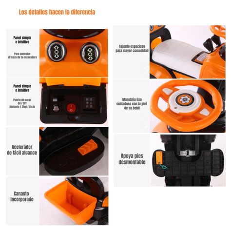 Excavadora Eléctrica Montable Luces Música LuBabycas Azul-2