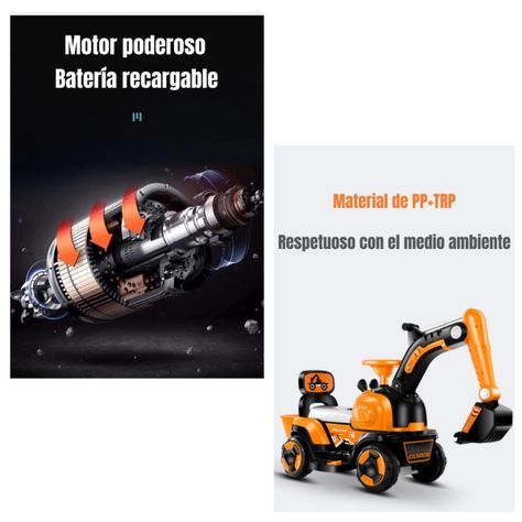Excavadora Eléctrica Montable Luces Música LuBabycas Azul-3