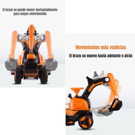 Excavadora Eléctrica Montable Luces Música LuBabycas Azul-4
