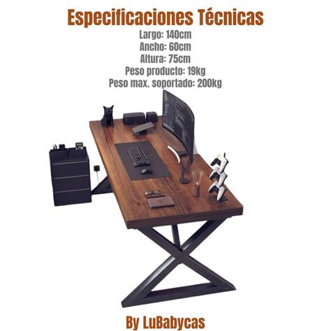 Escritorio Mesa Comedor Gamer 140*60*75cm LuBabycas-7