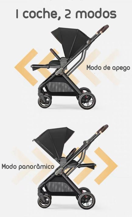 Coche De Paseo Modo Apego Y Panorámico Lubabycas Negro-3