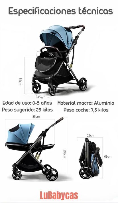 Coche De Paseo Modo Apego Y Panorámico Negro Lubabycas-7