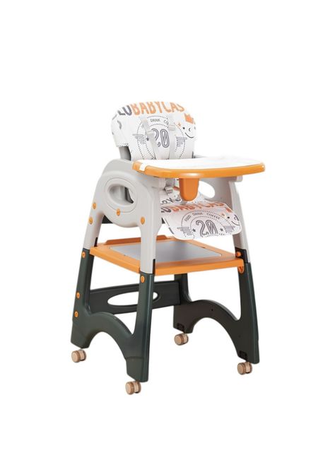 Silla De Comer Multifuncional Con Ruedas Naranja Lubabycas-0