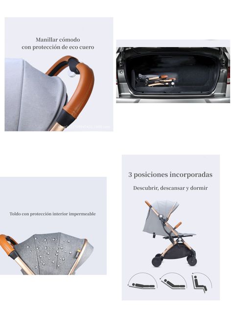 Coche De Paseo Aluminio Con Accesorios LuBabycas Negro-2