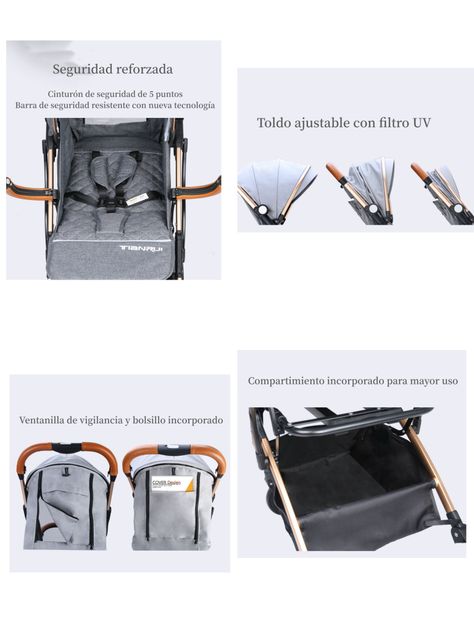 Coche De Paseo Aluminio Con Accesorios LuBabycas Negro-3