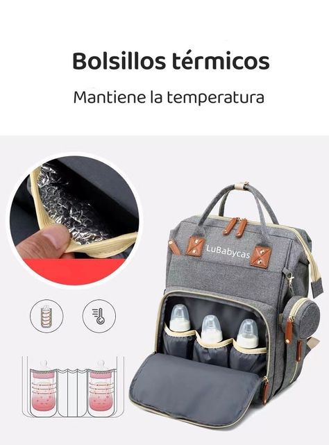 Mochila Maternal Lubabycas Impermeable Con Accesorios Negra-4
