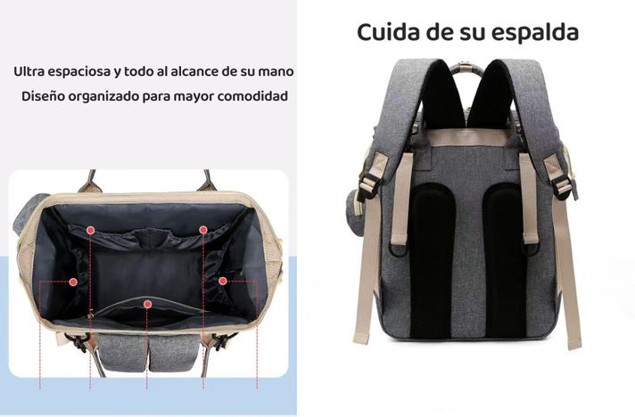 Mochila Maternal Lubabycas Impermeable Con Accesorios Negra-5