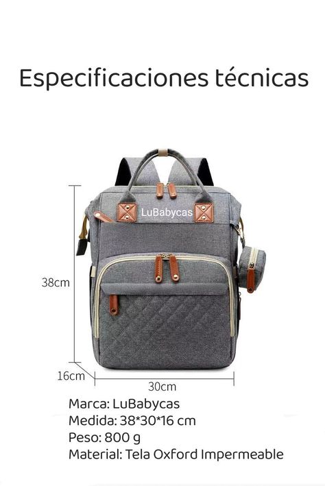 Mochila Maternal Lubabycas Impermeable Con Accesorios Negra-7