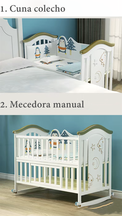 Cuna Colecho Madera Con Mudador Mosquitero Lubabycas Azul-3