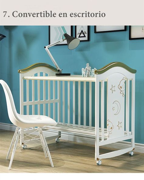 Cuna Colecho Madera Con Mudador Mosquitero Lubabycas Azul-6