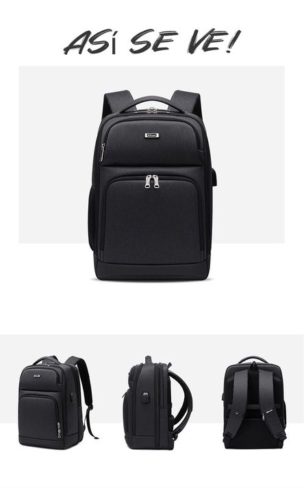 Mochila Notebook Inteligente Con USB Negra By LuBabycas-1