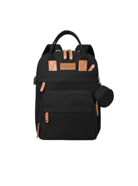 Mochila Maternal Con Monidero Y Colgador Lubabycas Negra-0