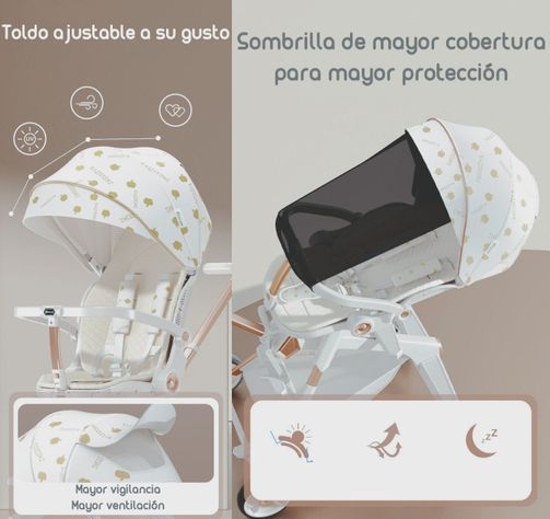 Coche De Paseo 360° Con Mesita Lubabycas Blanco-5