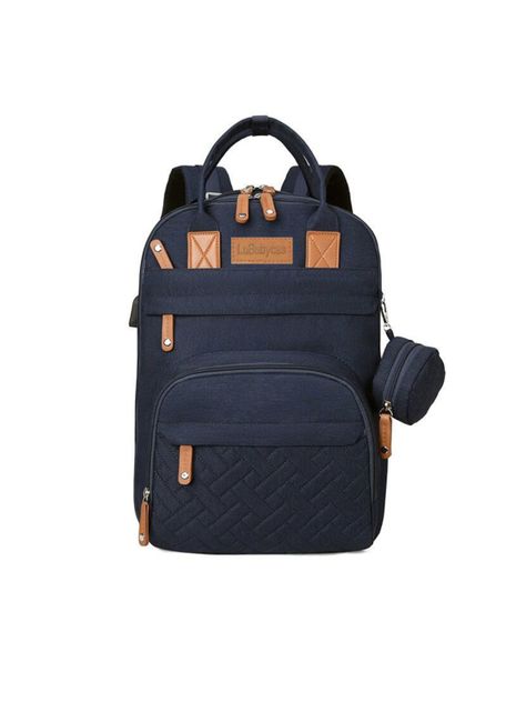 Mochila Maternal Con Monedero Y Colgador Lubabycas Azul-0