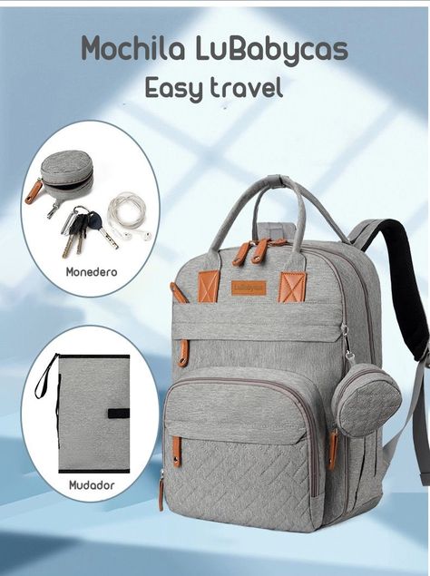 Mochila Maternal Con Monedero Y Colgador Lubabycas Azul-1