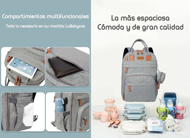 Mochila Maternal Con Monedero Y Colgador Lubabycas Azul-4