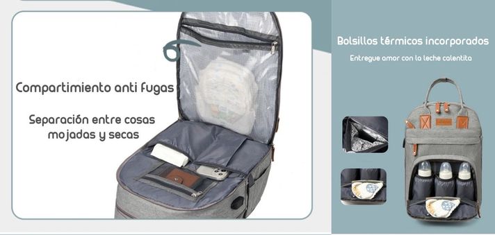Mochila Maternal Con Monedero Y Colgador Lubabycas Azul-5