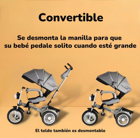 Triciclo Multifuncional 360° Con Foco LuBabycas Rosado-3