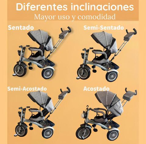 Triciclo Multifuncional 360° Con Foco LuBabycas Rosado-5