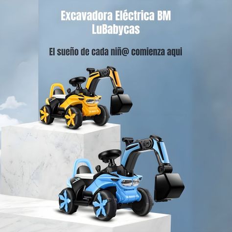 Excavadora Eléctrica Montable Luces Música Azul LuBabycas-1