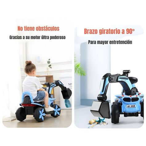 Excavadora Eléctrica Montable Luces Música Azul LuBabycas-3