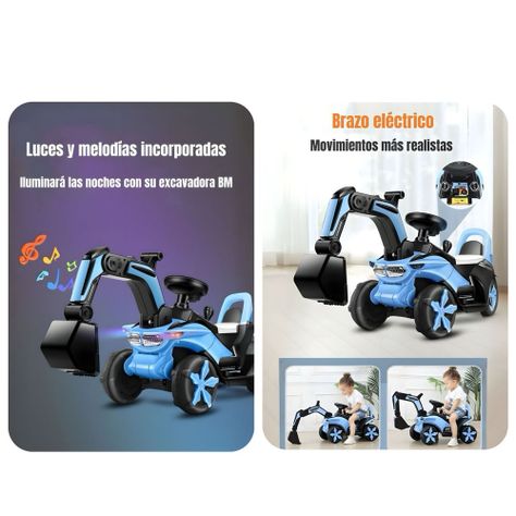 Excavadora Eléctrica Montable Luces Música Azul LuBabycas-4