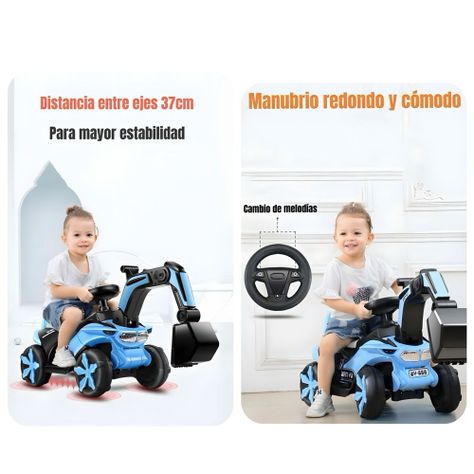 Excavadora Eléctrica Montable Luces Música Azul LuBabycas-7