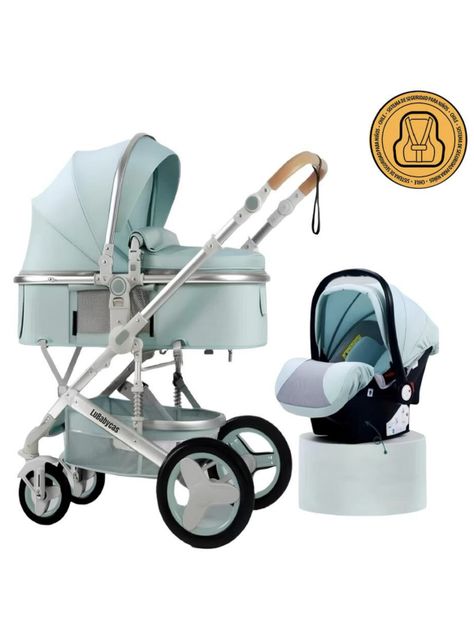 Coche Travel System Con Accesorios Verde Agua LuBabycas-0