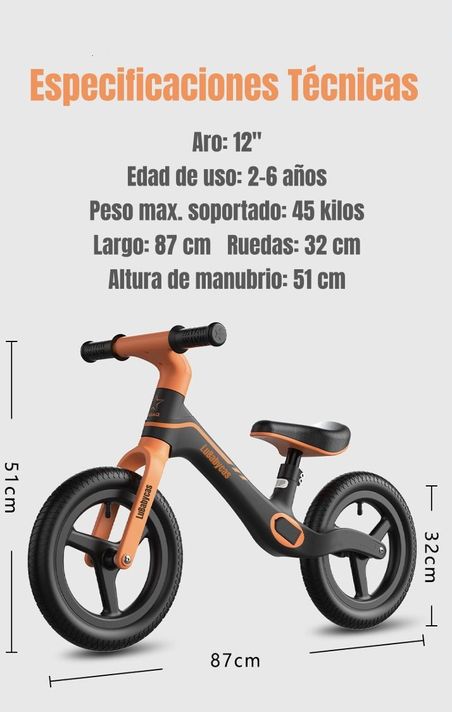 Bicicleta de Equilibrio 2-6 Años Aro 12 LuBabycas Roja-7
