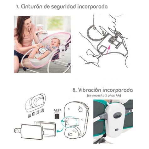 Cuna Moisés 5 En 1 Con Vibración Mosquitero Lubabycas Rosada-6