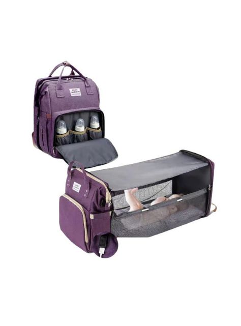 Mochila Maternal 3 En 1 Con Cunita Lubabycas Morada-0