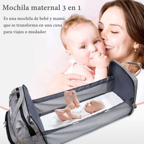 Mochila Maternal 3 En 1 Con Cunita Lubabycas Morada-1