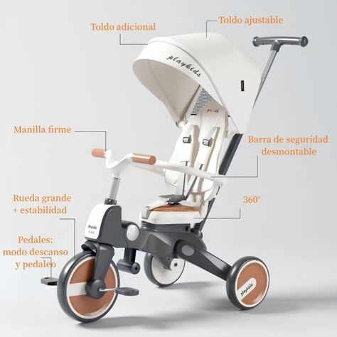 Triciclo Balance 360° 6 En 1 Plegable Blanco LuBabycas-4