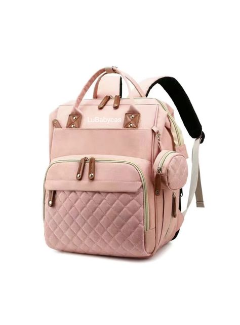 Mochila Maternal Lubabycas Impermeable Con Accesorios Rosada-0