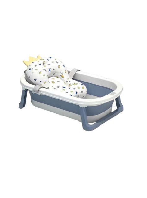 Bañera Plegable Con Termómetro, Cojin Y Más Accesorios Azul-0