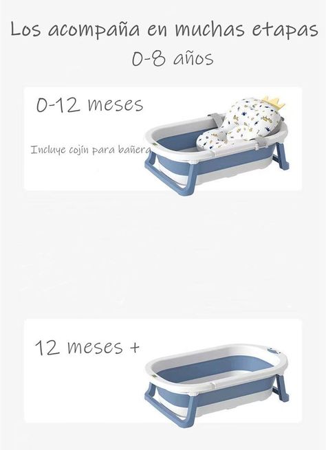 Bañera Plegable Con Termómetro, Cojin Y Más Accesorios Azul-3