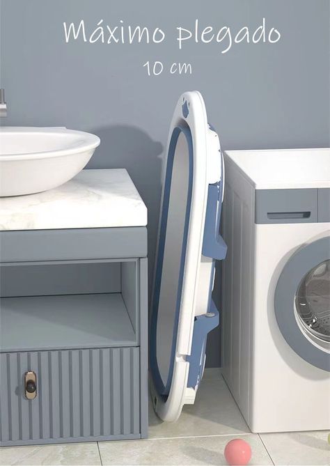Bañera Plegable Con Termómetro, Cojin Y Más Accesorios Azul-5