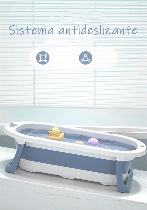 Bañera Plegable Con Termómetro, Cojin Y Más Accesorios Azul-6
