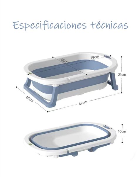 Bañera Plegable Con Termómetro, Cojin Y Más Accesorios Azul-7