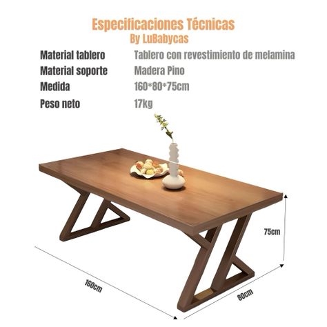 Comedor de Madera 160x80x75cm Últra Elegante LuBabycas-7