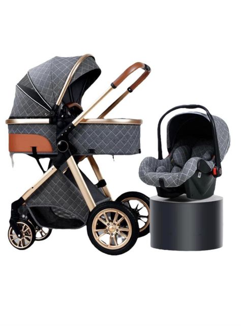 Coche Deluxe Con Silla Nido Y Accesorios Gris Lubabycas-0