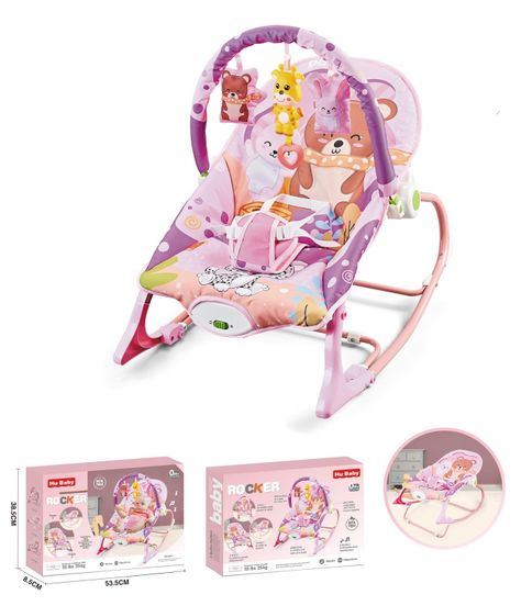 Silla Nido Mecedora Con Vibración y Melodía Rosada LuBabycas-1