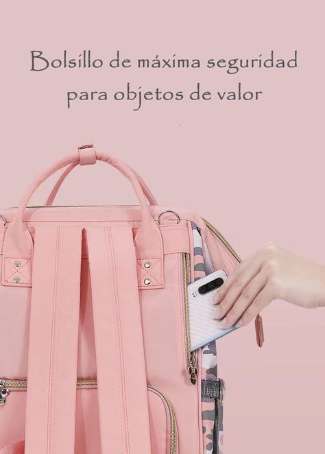 Mochila Pañalera Maternal Con Accesorios Rosada Lubabycas-4