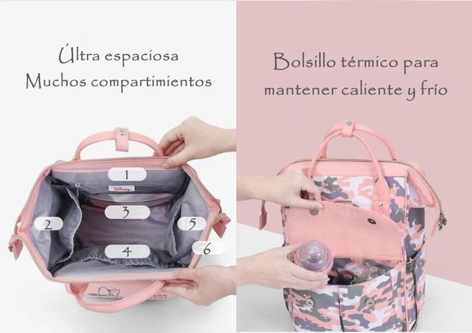 Mochila Pañalera Maternal Con Accesorios Rosada Lubabycas-5