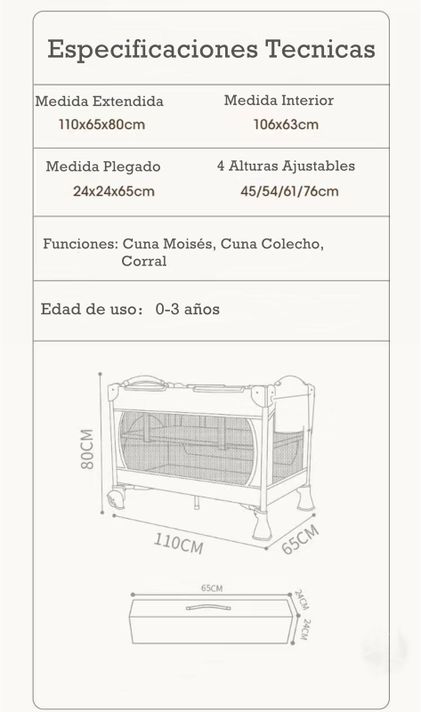 Cuna Colecho Corral 3 En 1 Lubabycas León-7