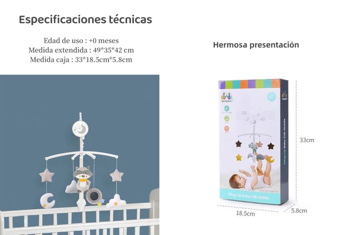 Móvil Musical 360° Con Caja Lubabycas Mapache-7